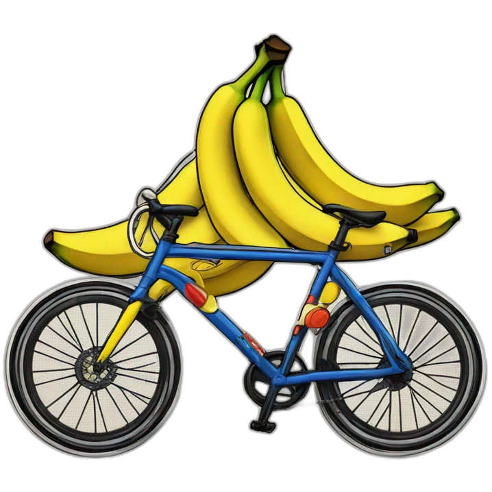 road bike and bananas in the style of roy lichtenstein emoji