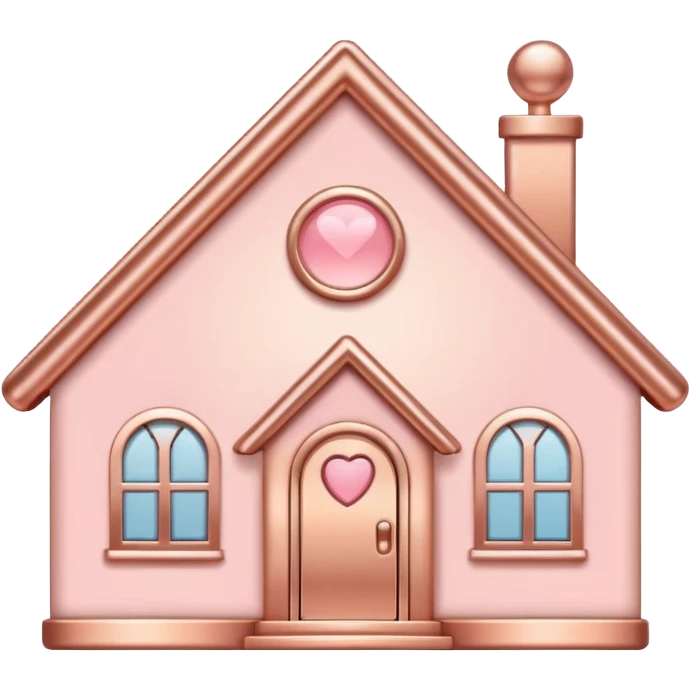 Home | vector icon of a feminine home icon in rose gold and blush pink, flat minimal design, soft glow, white background emoji