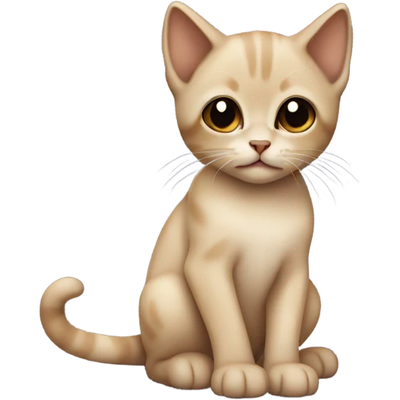 small beige color kitten with a dark brown face sitting on its side  emoji