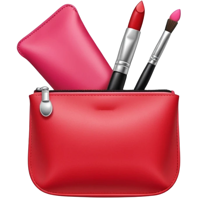 makeup pouch with lipstick and brush visible emoji