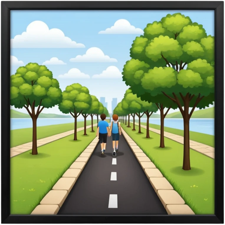 a Footpath on a park and two  people are walking the walking path should visible i need the background  emoji