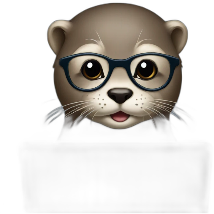 female vet otter with glasses with a macbook emoji