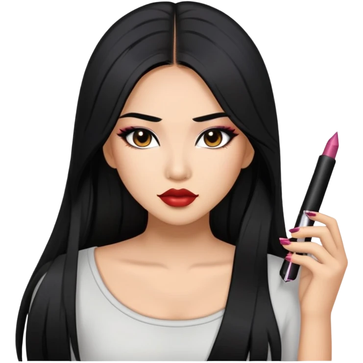 baddie with Asian and Latina features, long straight black hair, makeup emoji