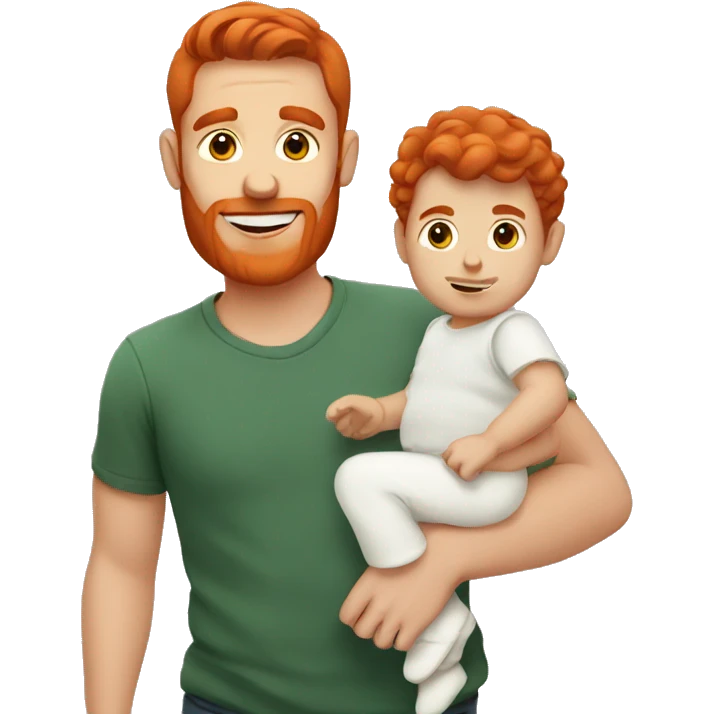 red haired man with baby emoji