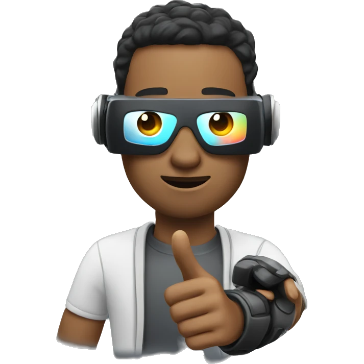 men with virtual reality hand controller emoji