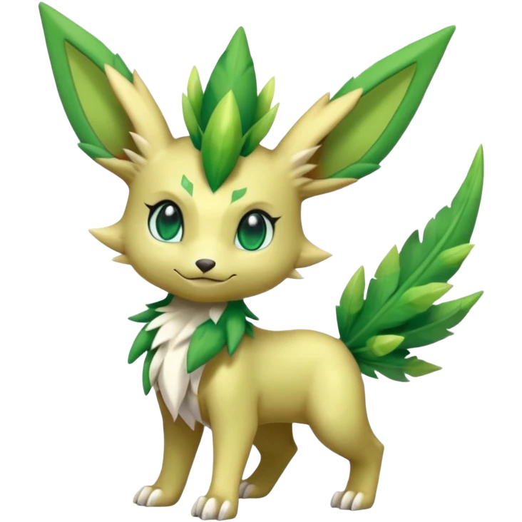 Kawaii cute cool feral Sprigatito-Leafeon-Sceptile-Fakémon-hybrid (full body) emoji
