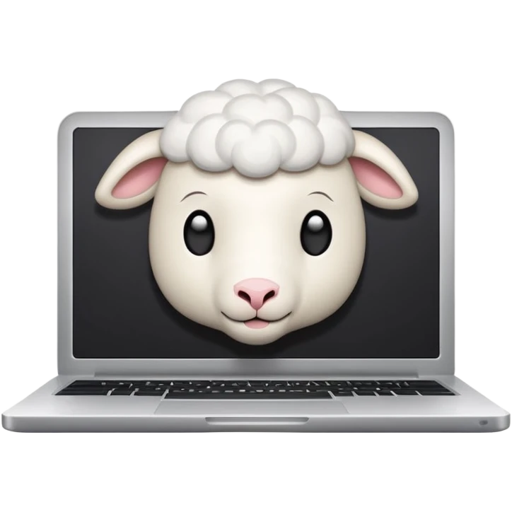 a closed laptop with a lamb logo emoji