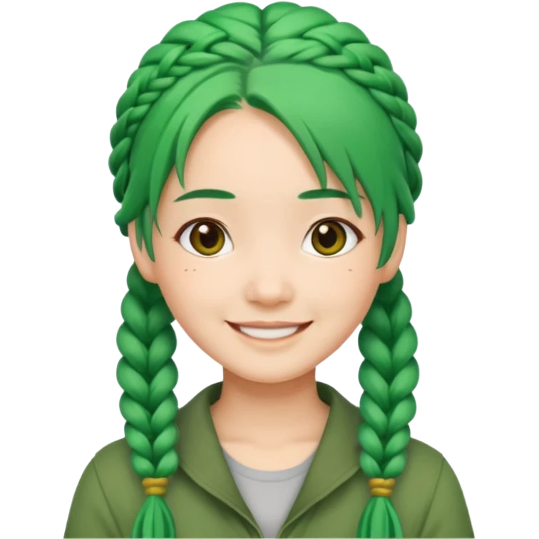 chinese green haired tourist with braids emoji