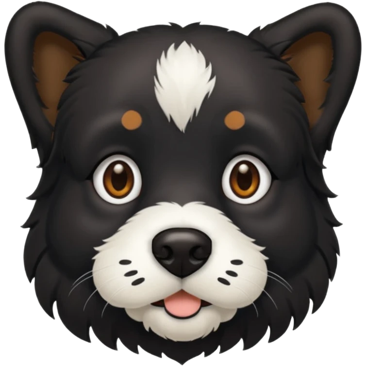 haz un perro negro con las patas y el ozico blancos toques marrones mucho pelo y ojos marrones menos marron menos pelo emoji