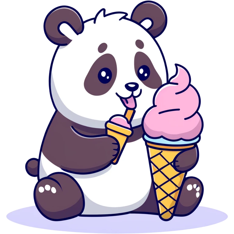 Panda eating ice cream emoji