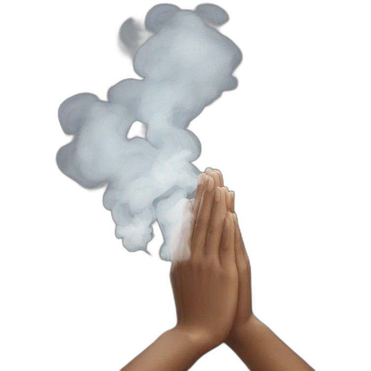 hands in prayer with smoke rising from the fingertiops emoji