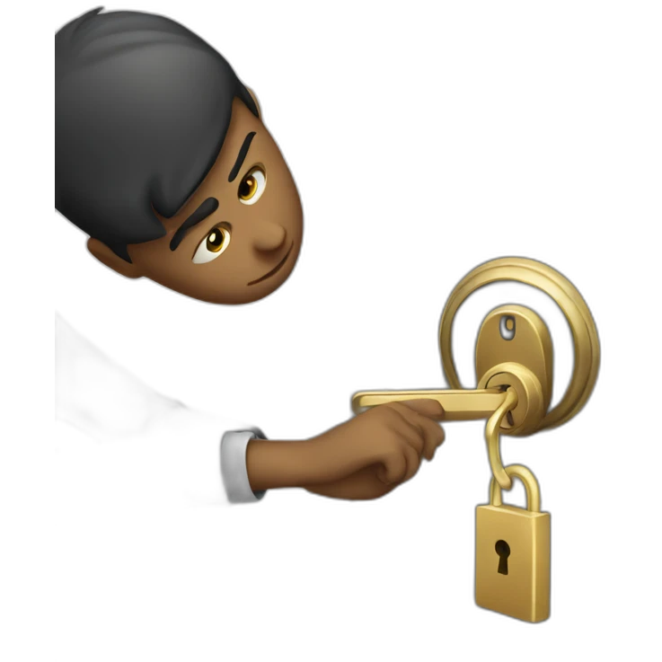 Classy young man struggling to get a key into a lock emoji