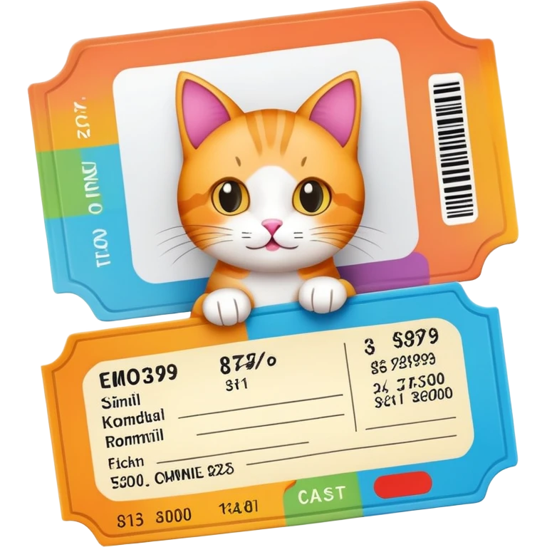 cartoon cat on child ticket emoji