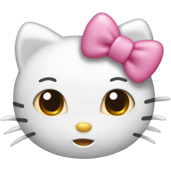 Hello kitty with a pink bow and heart eyes emoji
