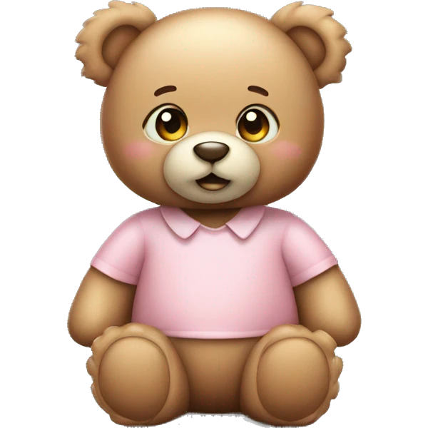 Cute female Teddy Bear Emoji with blush, kids teddy bear, 3d emoji