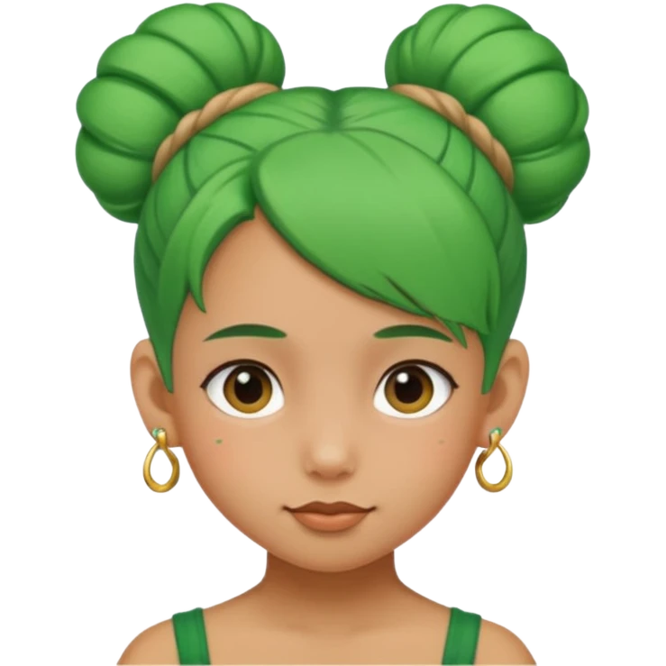  bun haired kid with earrings green hair guy emoji