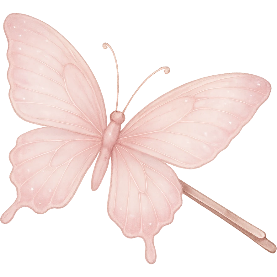 pink butterfly hairpin, soft and dreamy emoji