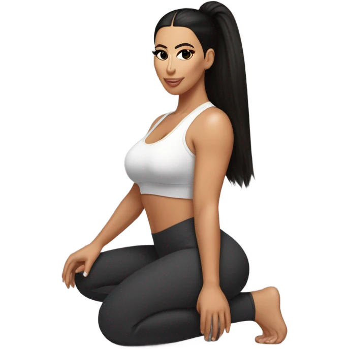Kim K squatting  in yoga pants emoji