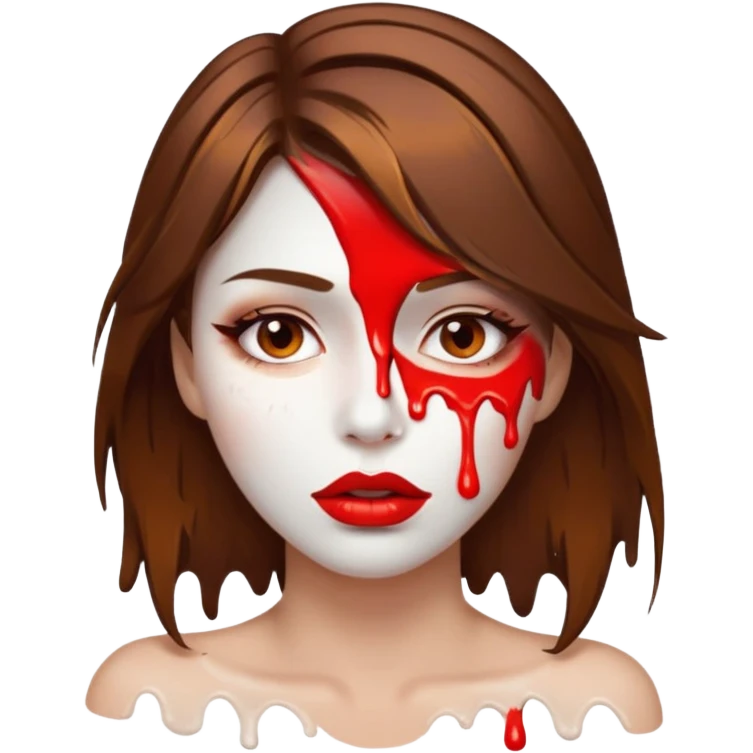 Brown Hair, Woman, white paint drip, face, hot, Sexy, lips emoji