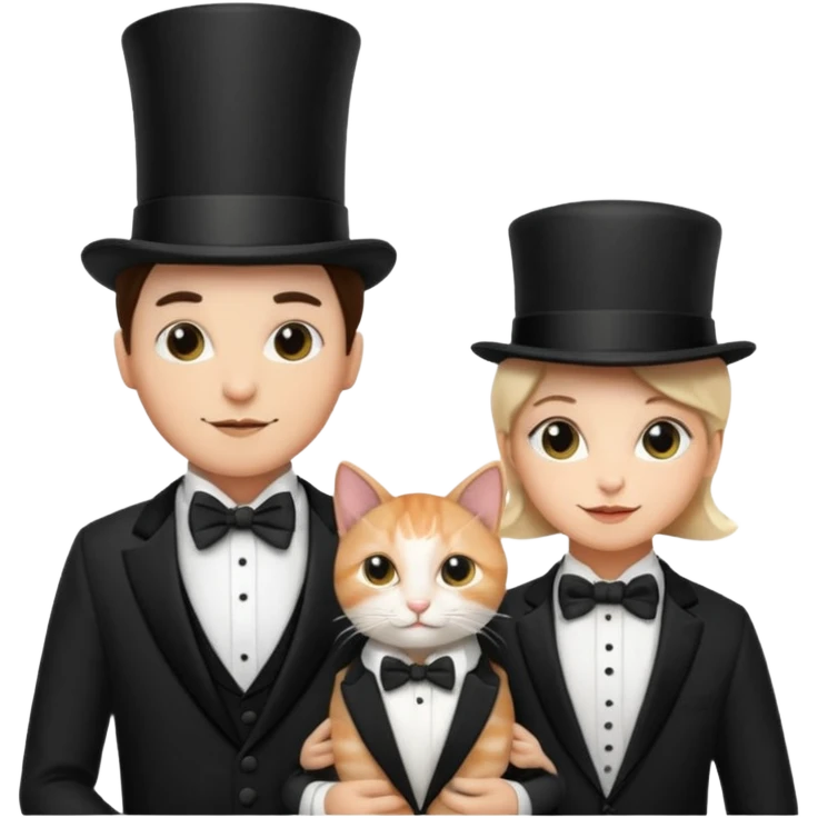 magician couple and their pet cat emoji