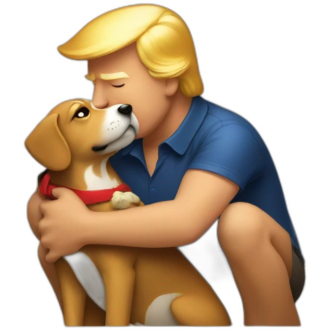 trump kissing a dog emoji