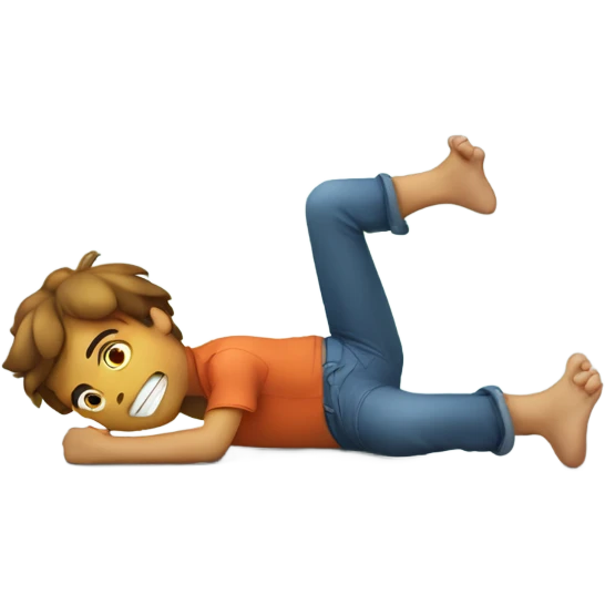 Playfully laying on stomach with feet kicking and in view emoji