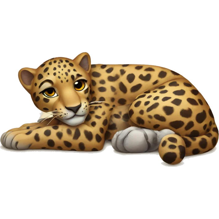 Leopard laying on the floor emoji