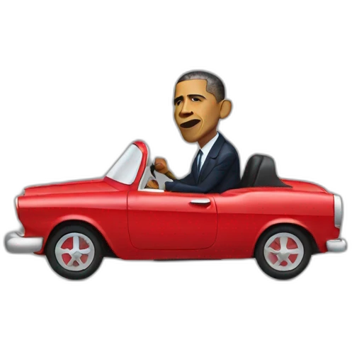 emoji of Obama riding in a red car emoji