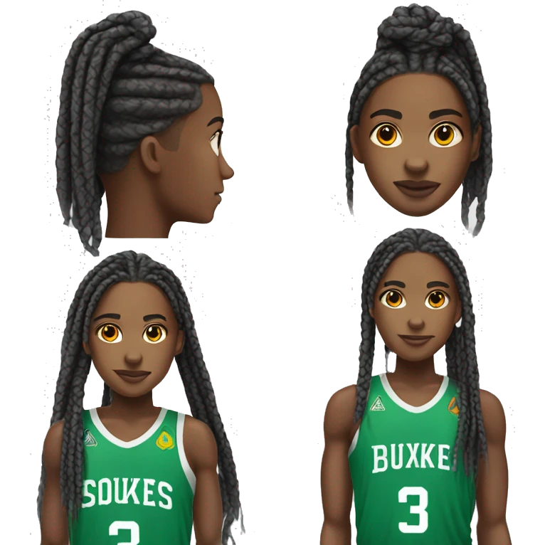 African basketball player with box braids  emoji
