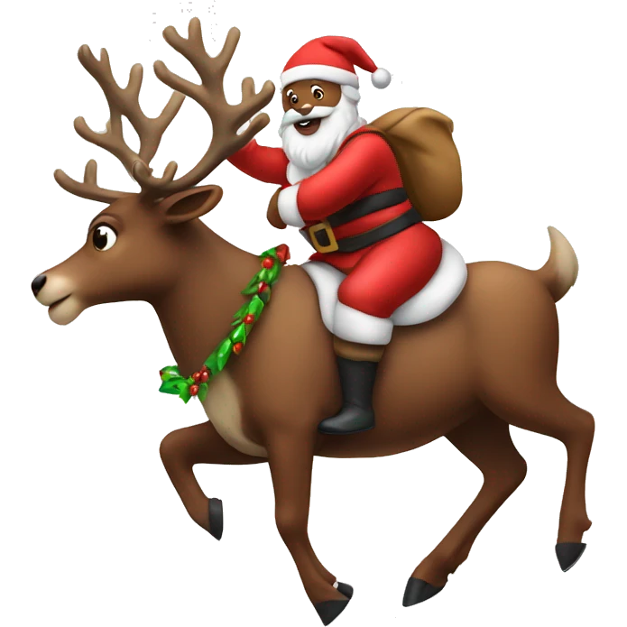 Santa riding reindeer emoji