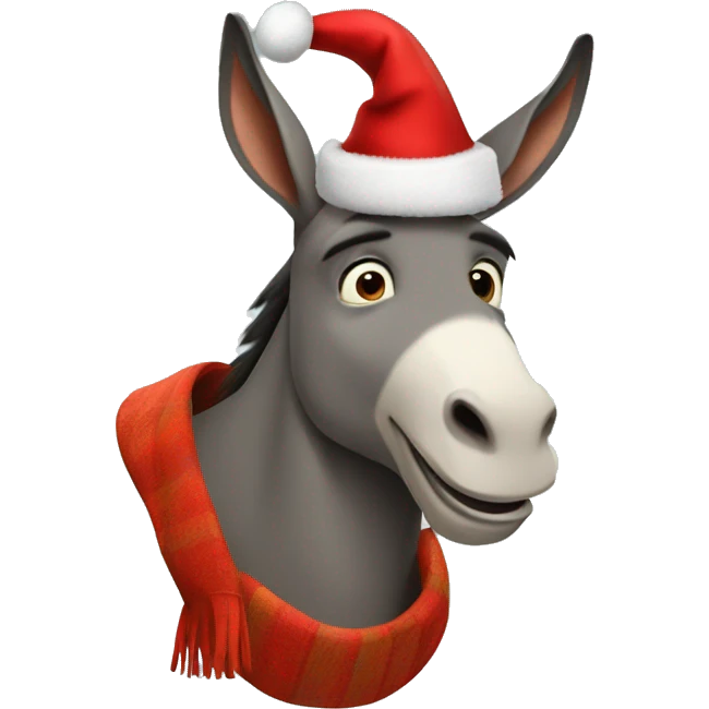 Donkey from Shrek wearing a Christmas hat emoji