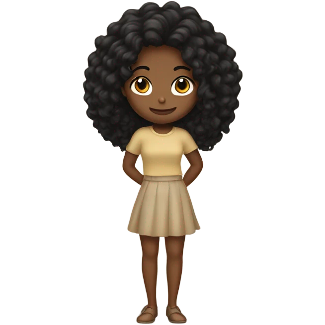 Wheat color girl with black wavy hair emoji