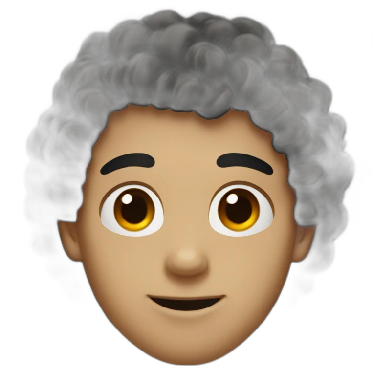 A guy with curly black hair light skin with red eyes emoji