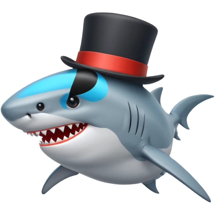 Shark with a top hat emoji