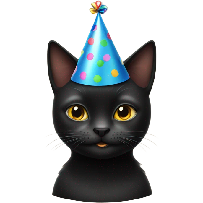 Black cat wearing party hat emoji