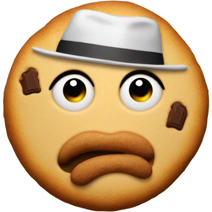 Guy eating cookie with hat on emoji