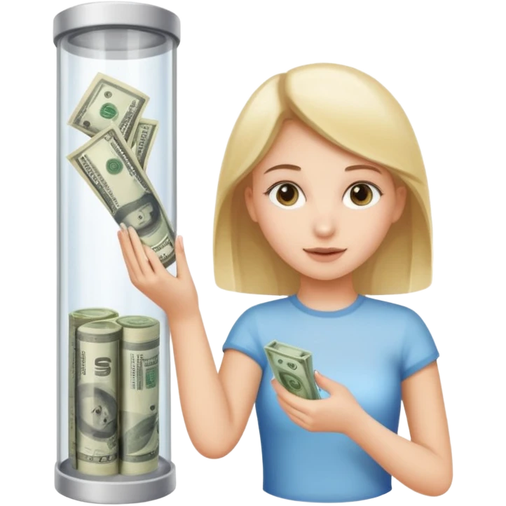 girl enter money in tube emoji