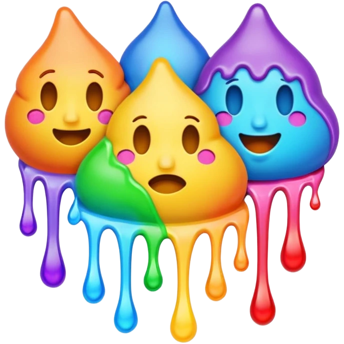 Colorful psychedelic melting dripping emojis emoji
