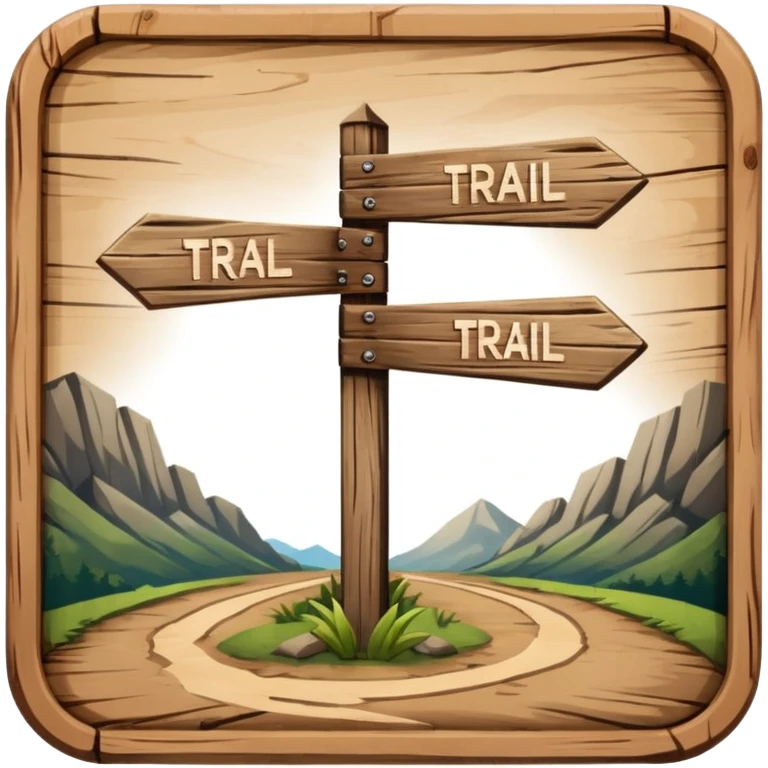 Wooden square trail sign emoji