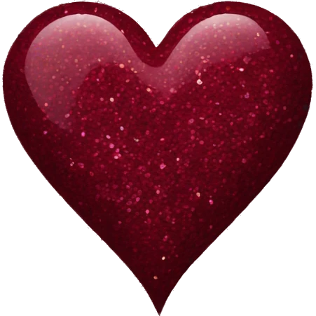 Burgundy heart glitter emoji