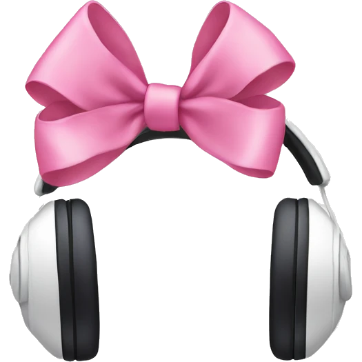 White headphone with pink bows emoji