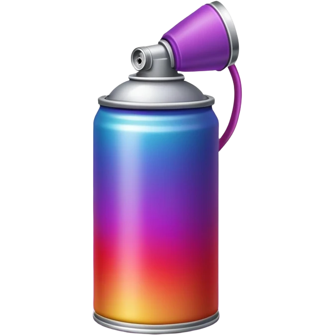 Minimalist spray paint can with smooth rainbow gradient colors flowing from red to violet in a continuous spectrum, clean design emoji