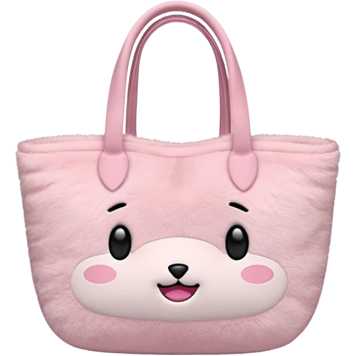 Aesthetic pink plush tote bag emoji