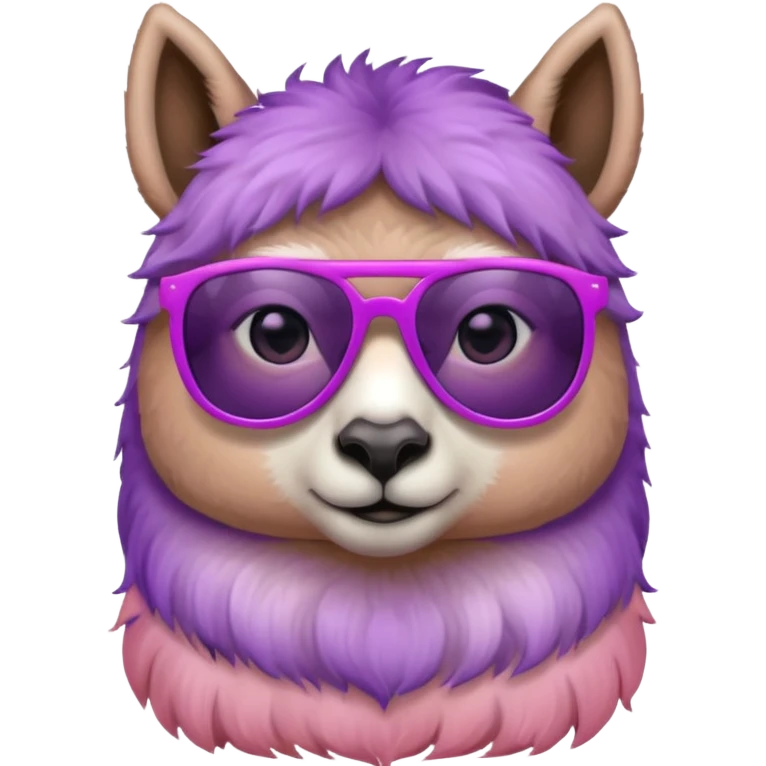 gradient purple color peach pink white cute eyes lama sun glasses emoji