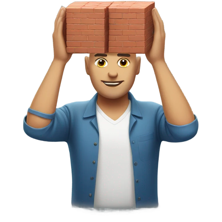 Bald guy with brick on head emoji