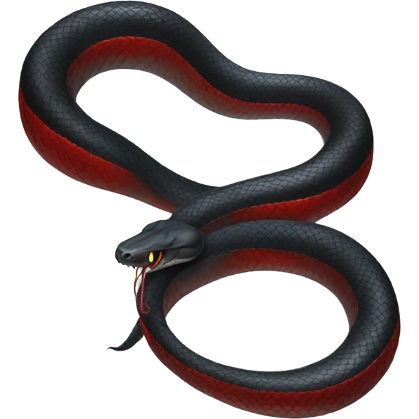 Long Black snake with red belly detailed emoji