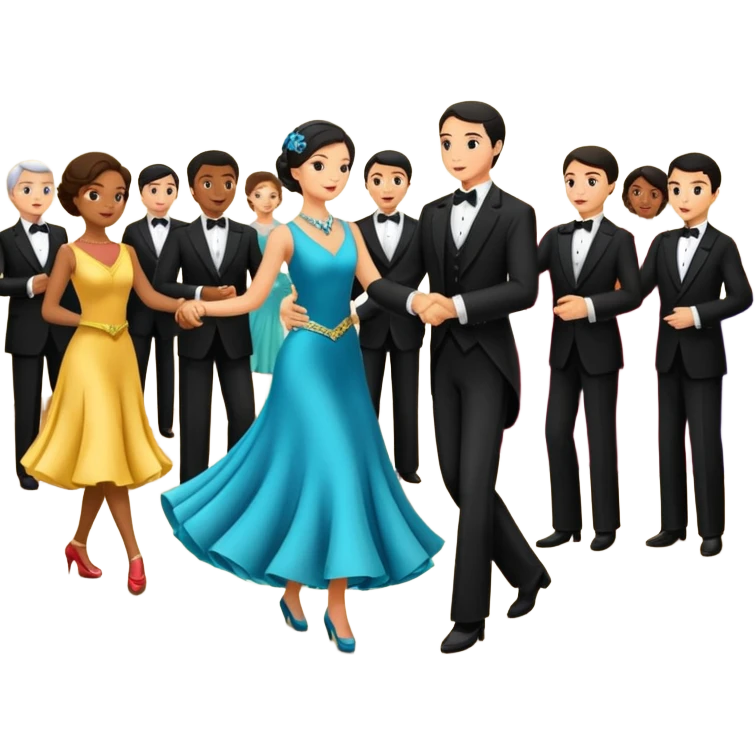 Esibizione di danze standard in palazzetto dello sport con i giudici che danno preferenza con voto emoji