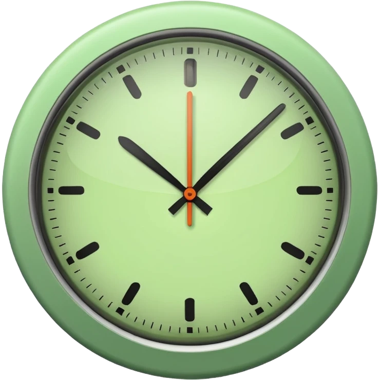 make Clock in minimalism in loght Green color without numbers  emoji