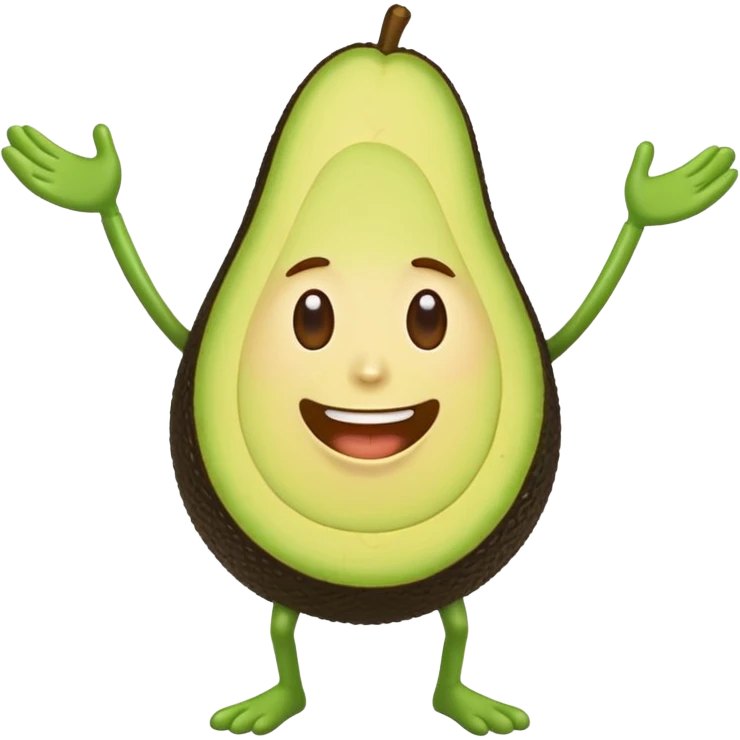 Casa de infonavit con un aguacate con piehrnas y brazos emoji