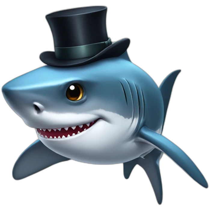 Shark with a top hat emoji